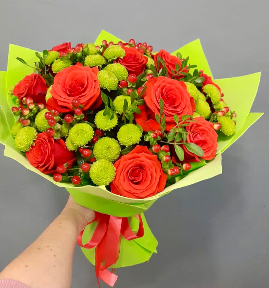 Букет цветов из: Хризантемы и Розы в Елань-Колено