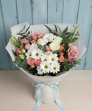 Букет цветов из:  Розы, Лизиантусы и Хризантемы в Елань-Колено