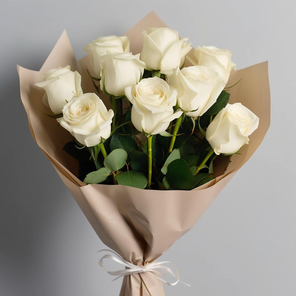 Букет 9 Белых роз Эдлесс Лав в Елань-Колено