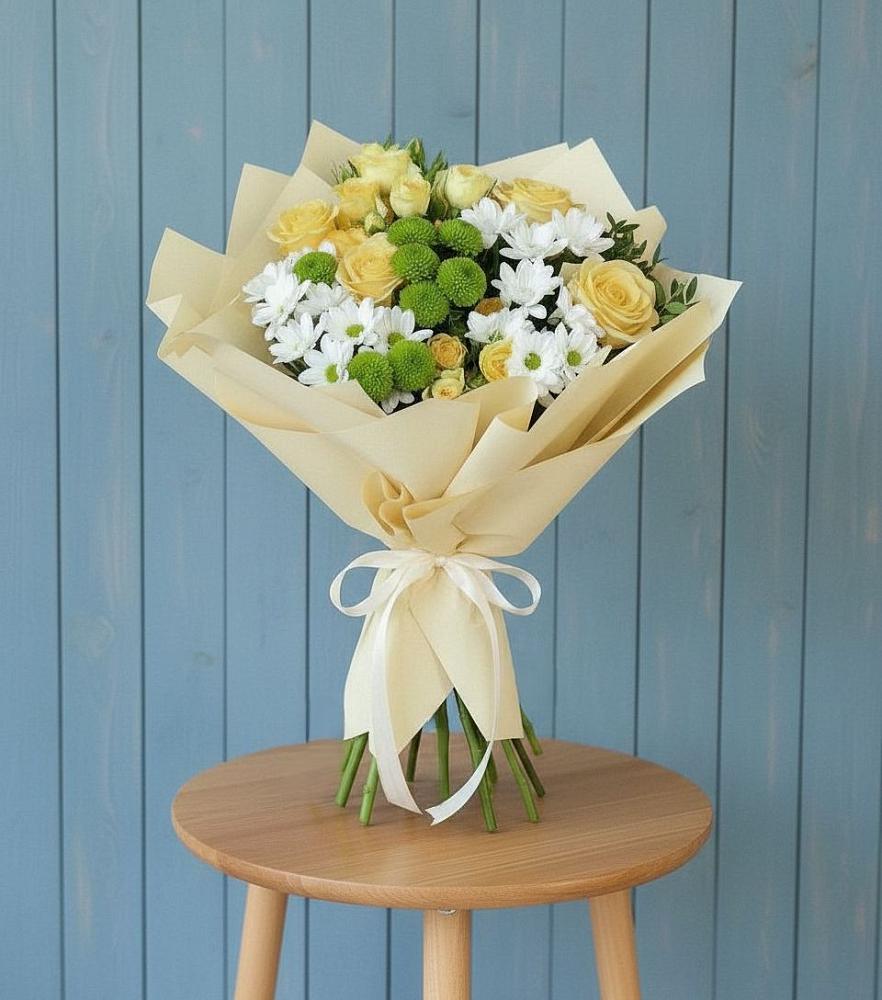 Букет цветов из: Хризантемы и Розы в Елань-Колено