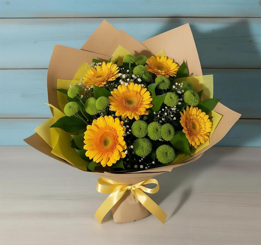 Букет цветов из: Герберы и Хризантемы в Елань-Колено