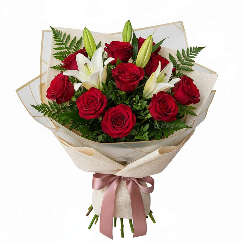 Букет цветов из: Лилии и Розы в Елань-Колено