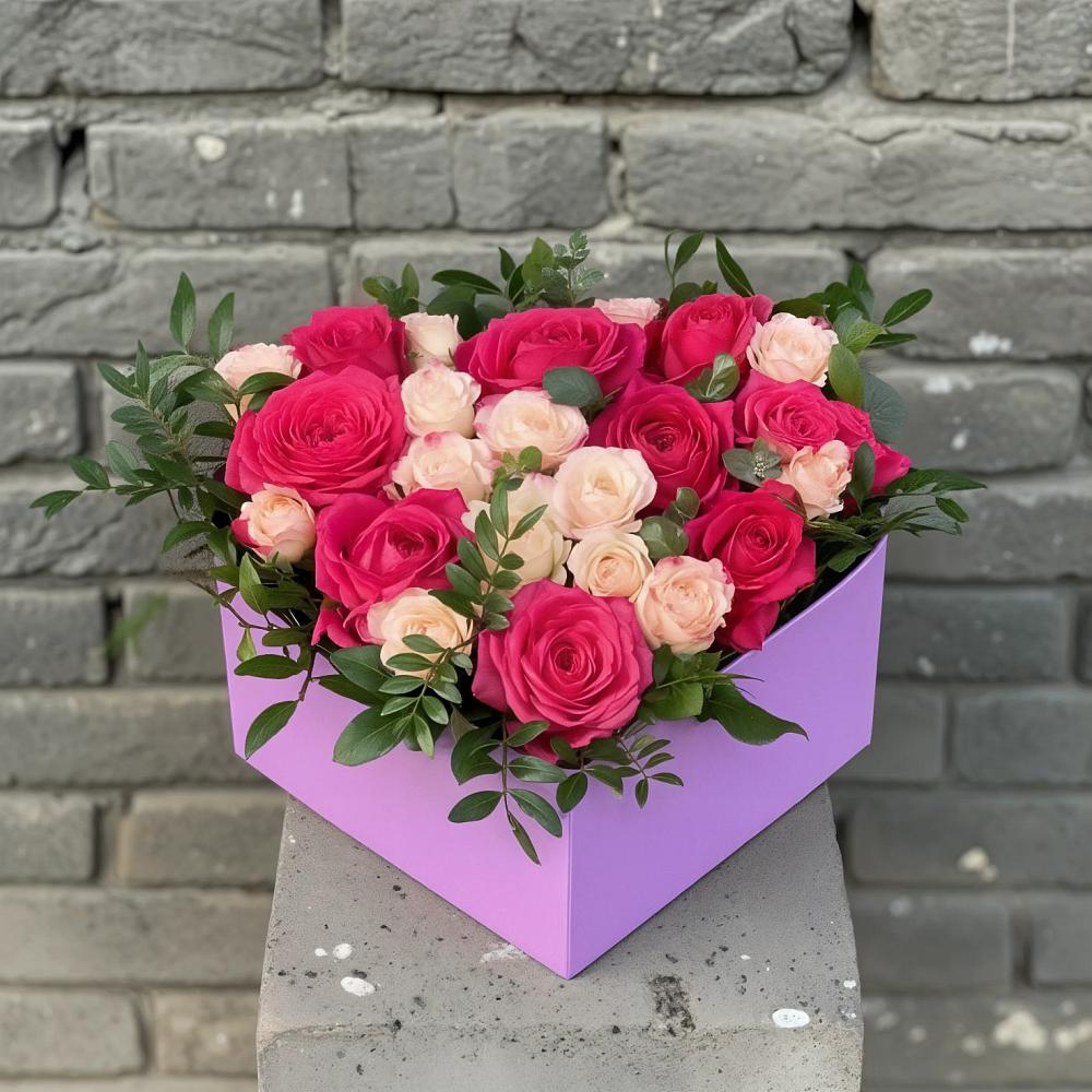Цветочная композиция из Розы в коробке в Елань-Колено