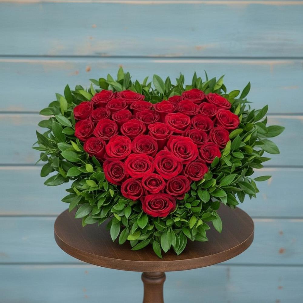 Цветочная композиция из Розы в виде сердца в Елань-Колено