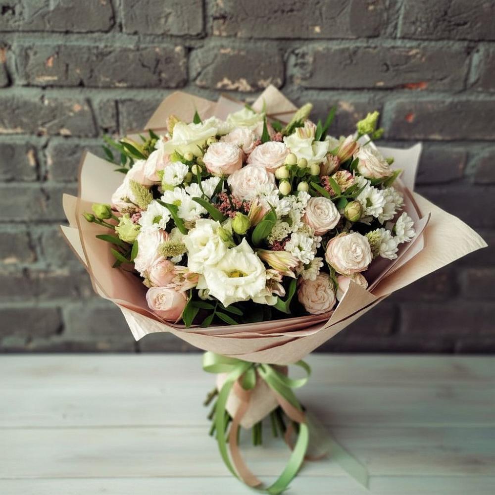 Букет цветов из: Альстромерии, Розы и Хризантемы в Елань-Колено