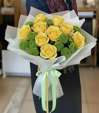 Букет цветов из:  Хризантемы и Розы в Елань-Колено