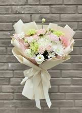 Букет цветов из:  Гвоздики, Розы, Лизиантусы и Хризантемы в Елань-Колено