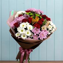 Букет цветов из:  Розы, Хризантемы и Альстромерии в Елань-Колено
