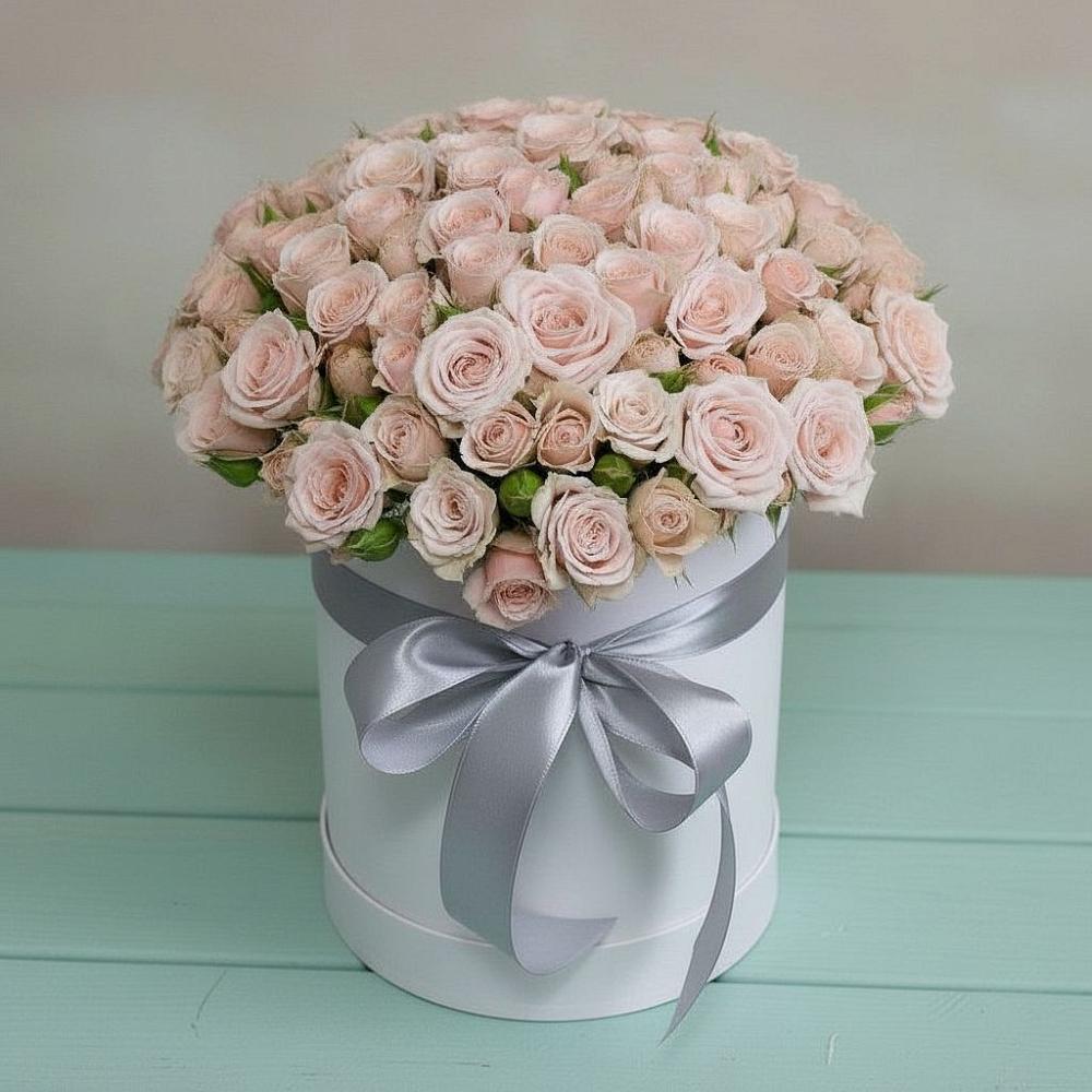 Цветочная композиция из Розы в шляпной коробке в Елань-Колено